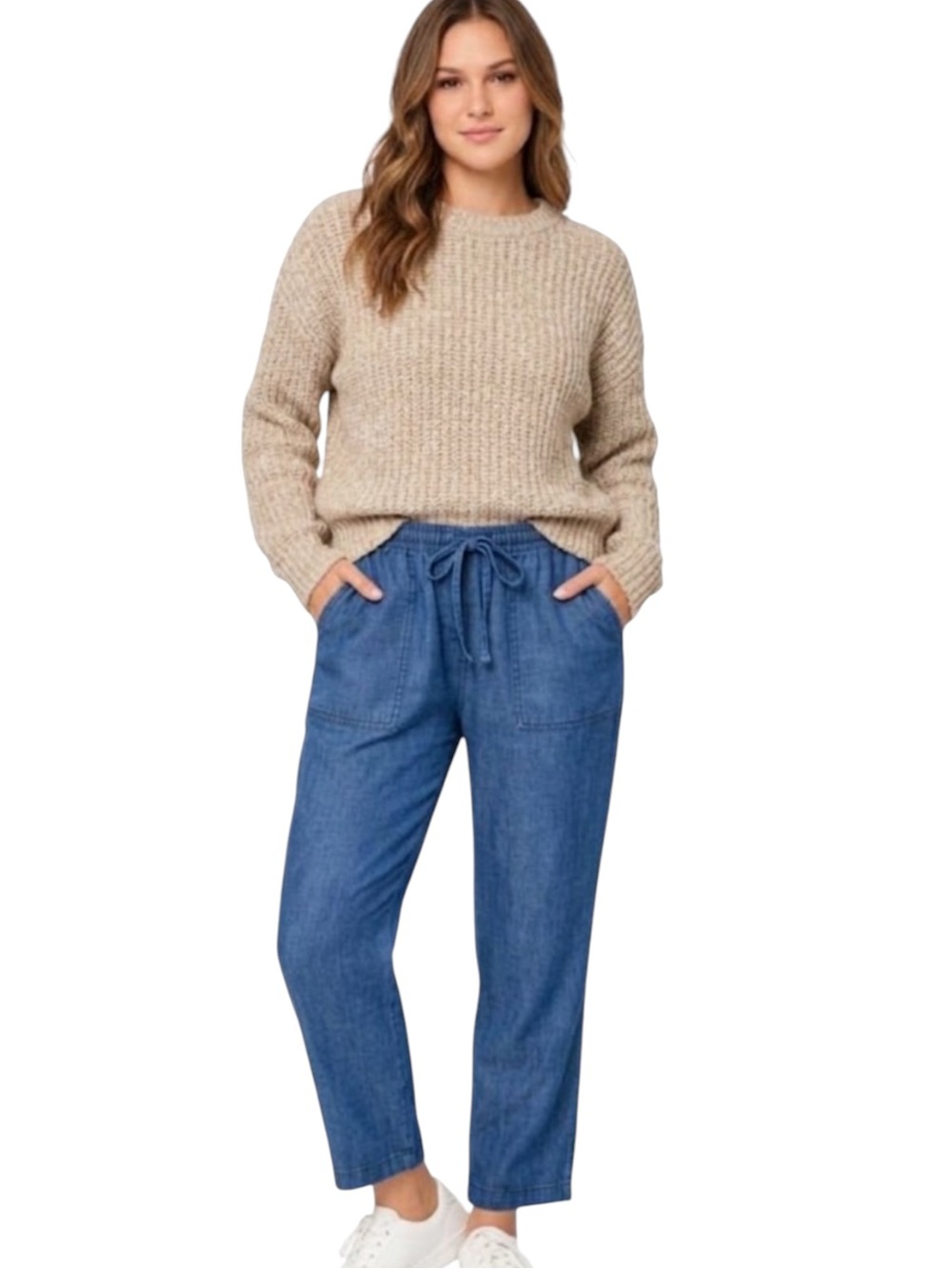 Workwear Chore Pants Light Denim Elastic Waist Cotton Imogene + Willie Ventura S